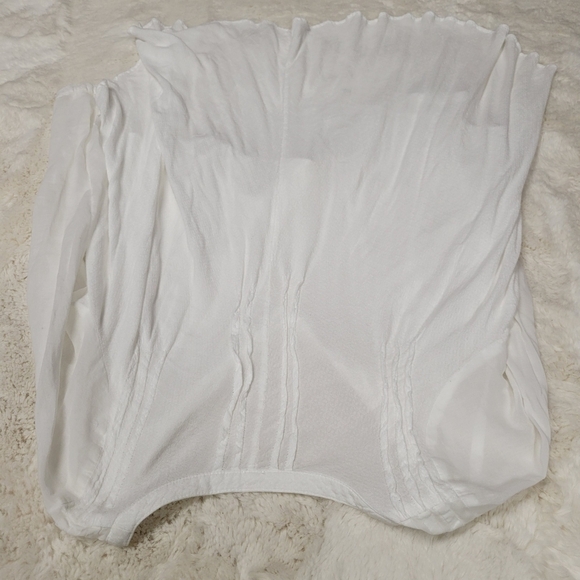 Free People Dramstic High Low White Pleated Top Size S - Picture 8 of 8